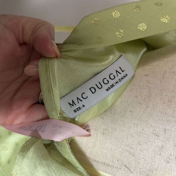 MAC DUGGAL Women's Ruffled Faux Wrap Midi Dress Size 4 In Pistachio - Picture 10 of 11